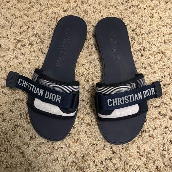 Dior Shoes - AUTHENTIC Navy blue DIOR FLAT SLIDE